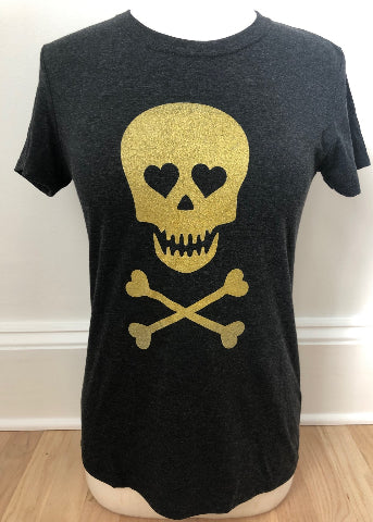 Charcoal Short Sleeve Gold Skull