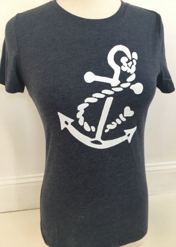 Navy Tri Blend Crew White Anchor