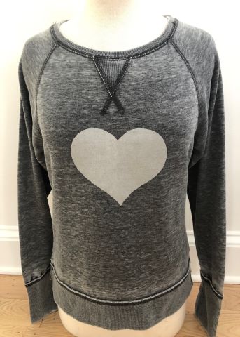 Vintage Dark Grey Sweatshirt Silver Heart