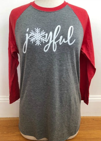 Grey & Red Baseball Tee Joyful