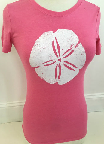 Pink Tri Blend Crew White Sand Dollar