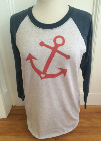 White & Navy Baseball Tee Red Anchor