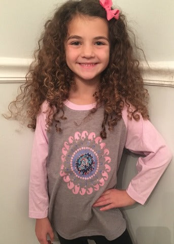 Grey & Pink Girls Baseball Tee Pink Flower
