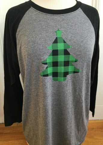 Green Plaid Trees Raglan Green Plaid Trees Raglan