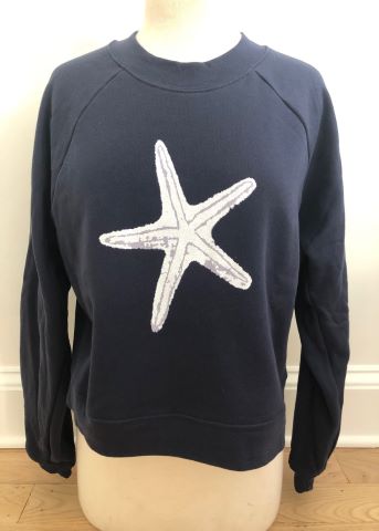 Navy Crop Sweatshirt White Starfish